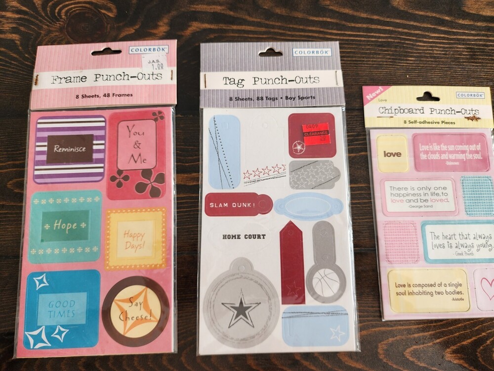 Lot Of 3 Colorbok Frame Tag Labels Punch-Outs & Accents Retired NEW #23